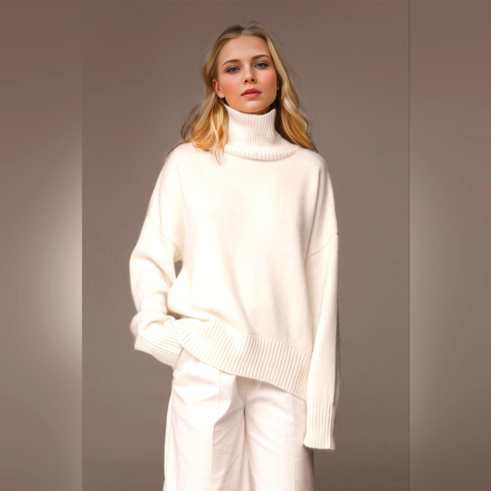 Basic Bae Turtleneck Dropped Shoulder Long Sleeve Sweater